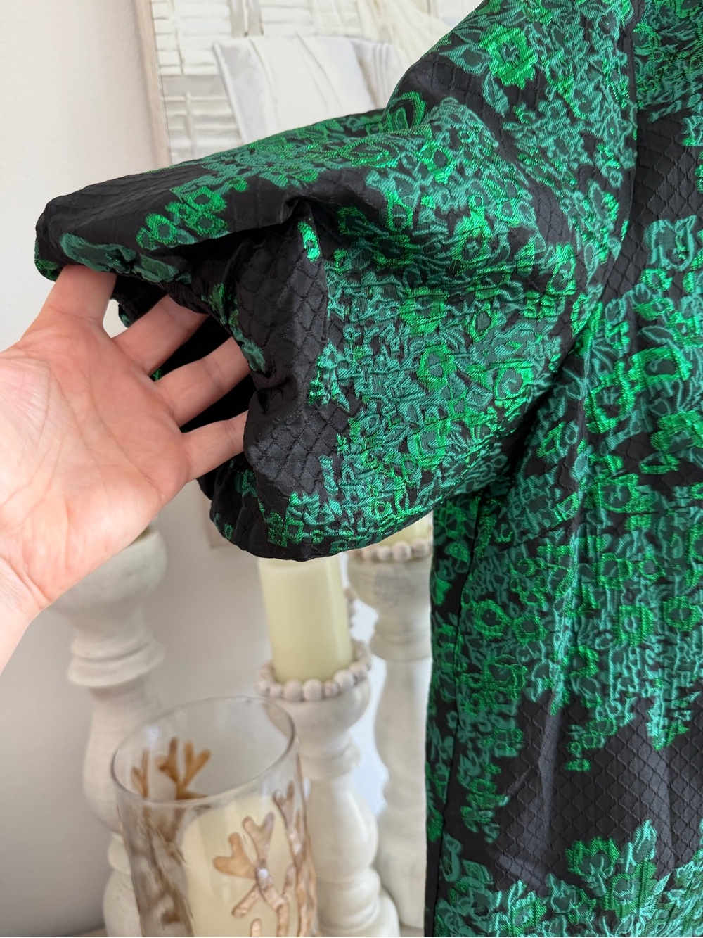 Sugarlips Elyna Jacquard Travia Split Neck top - Picture 2 of 8